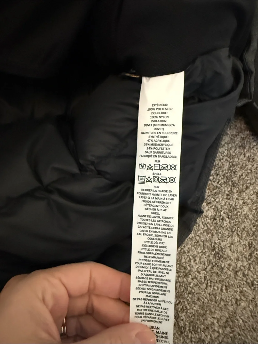 LLBean Mens Baxter State Parka Iron Gray Large Tall Down Jacket